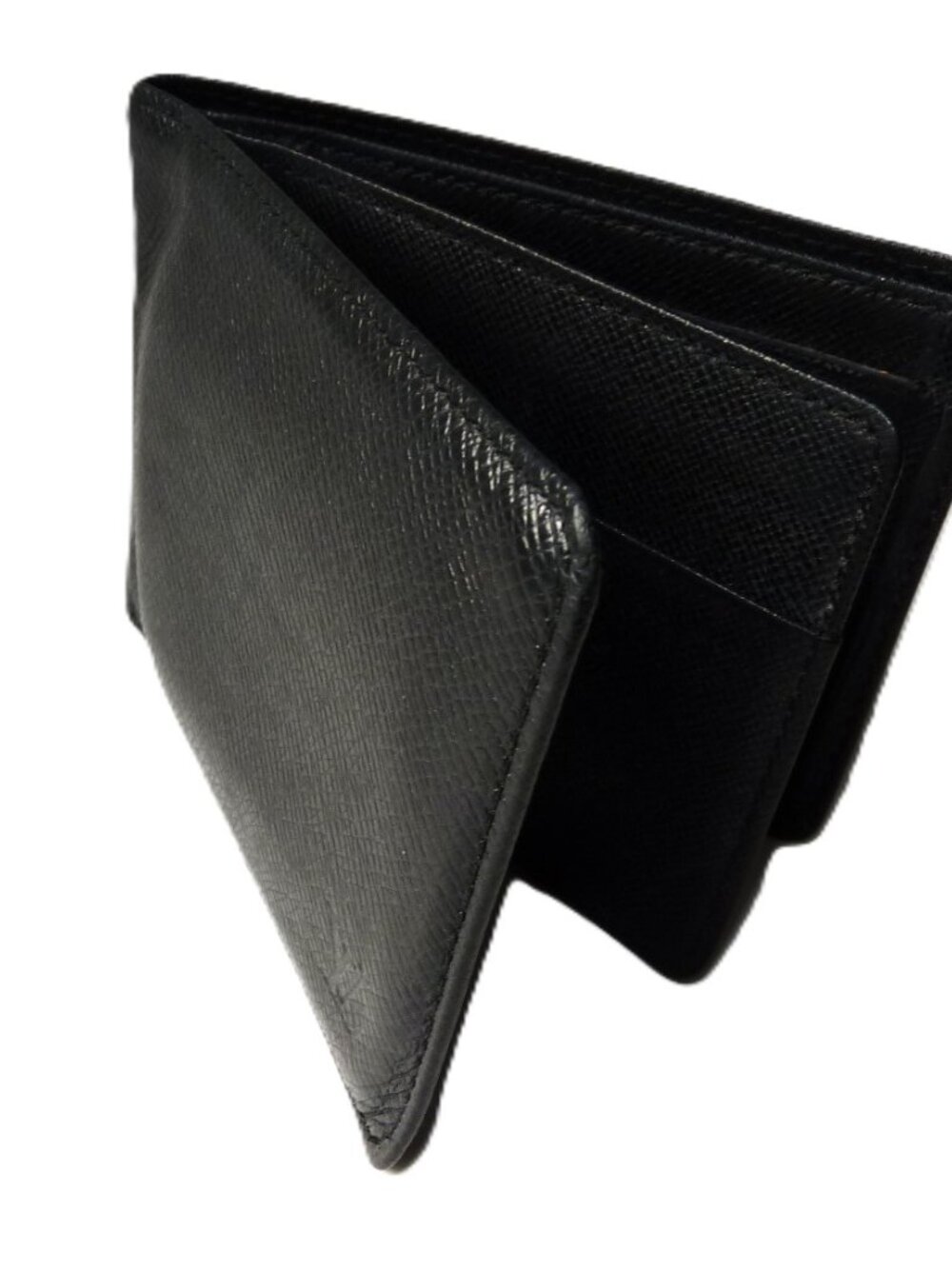 Louis Vuitton Black saffiano leather men's bifold wallet